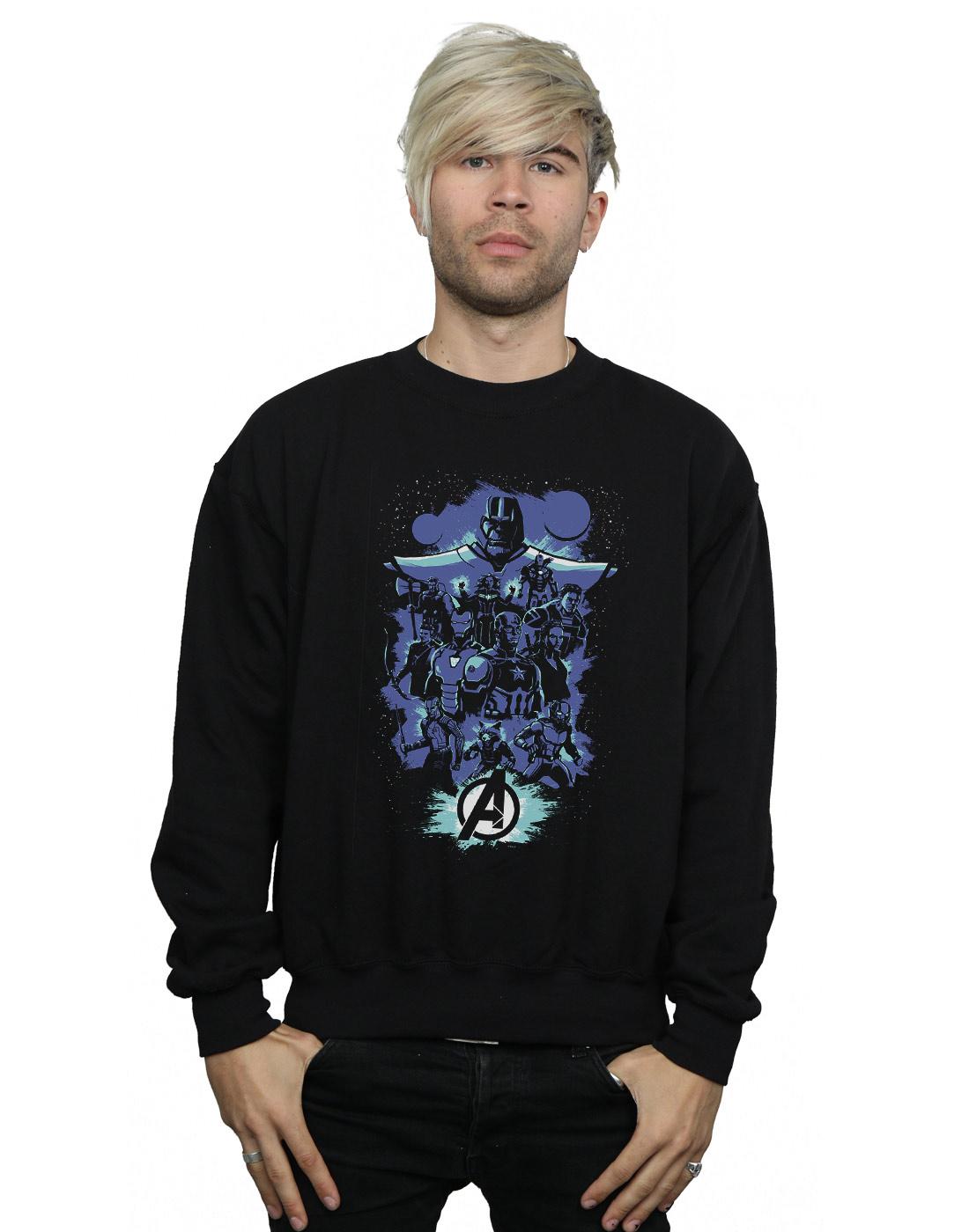 Black - Back - Marvel Mens Avengers Endgame Space Sketch Cotton Sweatshirt