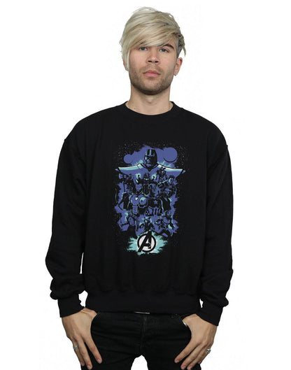 Black - Back - Marvel Mens Avengers Endgame Space Sketch Cotton Sweatshirt