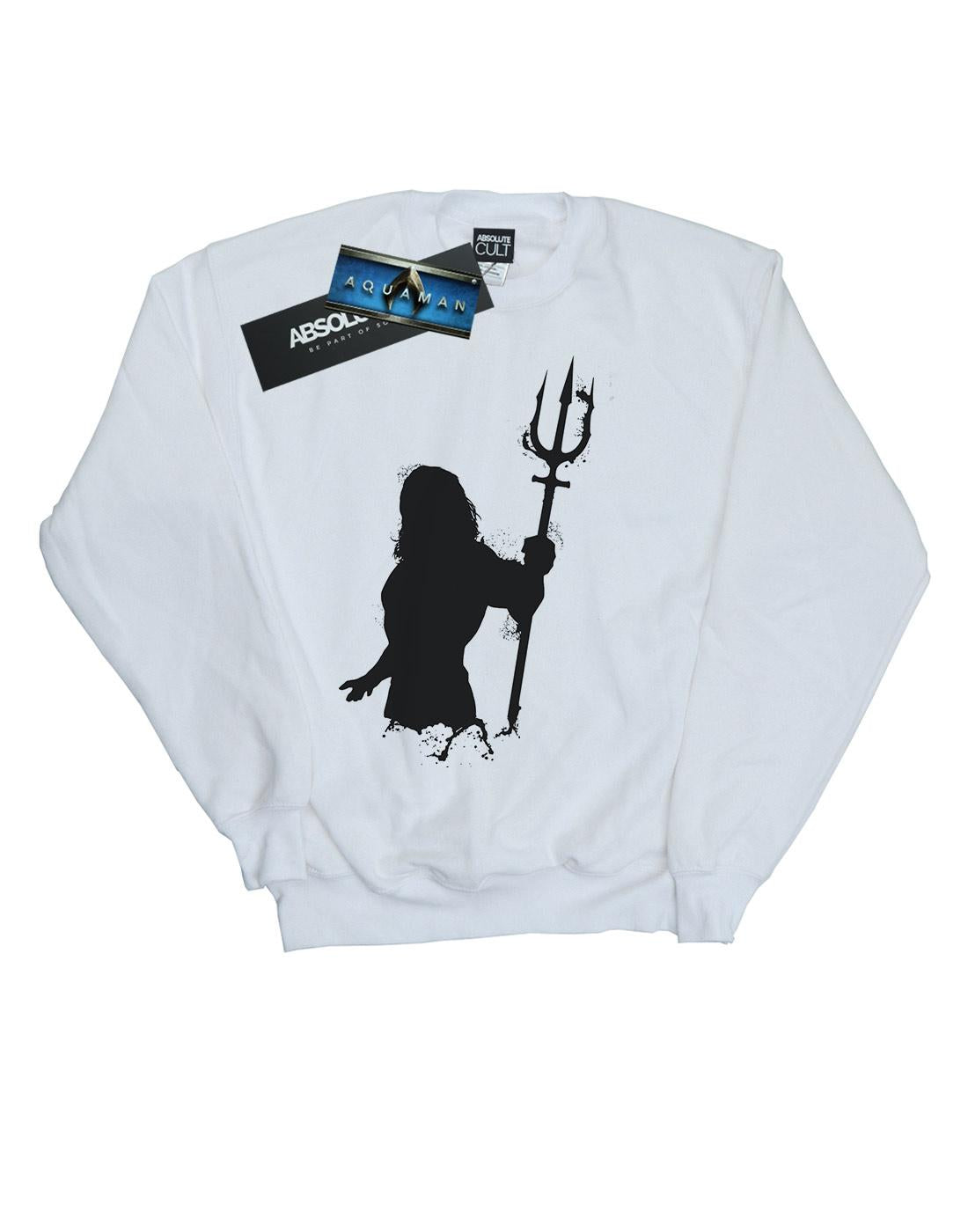 White - Front - DC Comics Boys Aquaman Mono Silhouette Sweatshirt