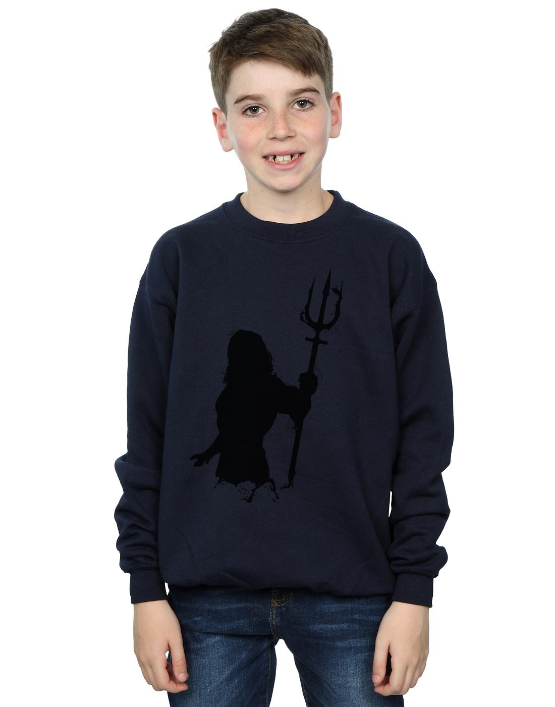 Navy Blue - Back - DC Comics Boys Aquaman Mono Silhouette Sweatshirt