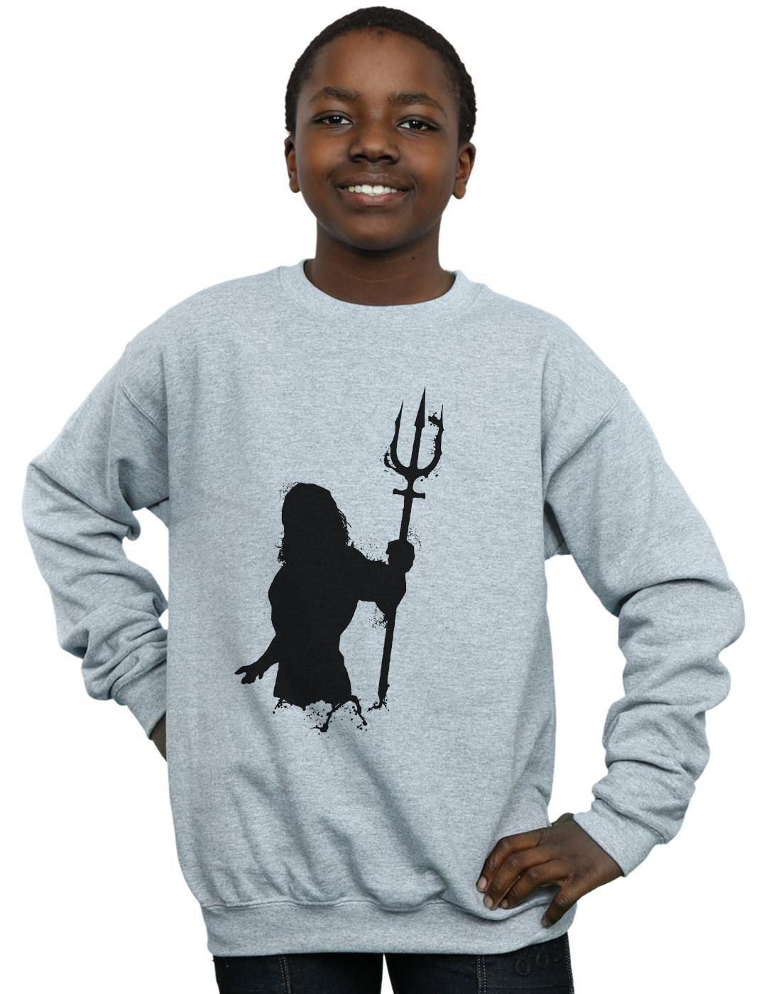Sports Grey - Back - DC Comics Boys Aquaman Mono Silhouette Sweatshirt