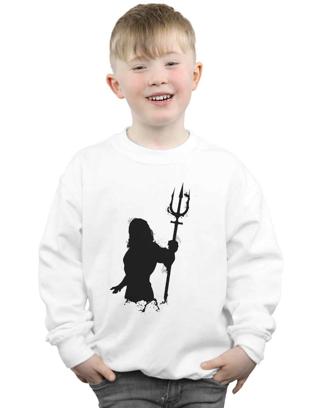 White - Back - DC Comics Boys Aquaman Mono Silhouette Sweatshirt