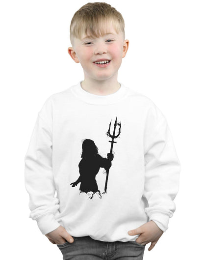 White - Back - DC Comics Boys Aquaman Mono Silhouette Sweatshirt
