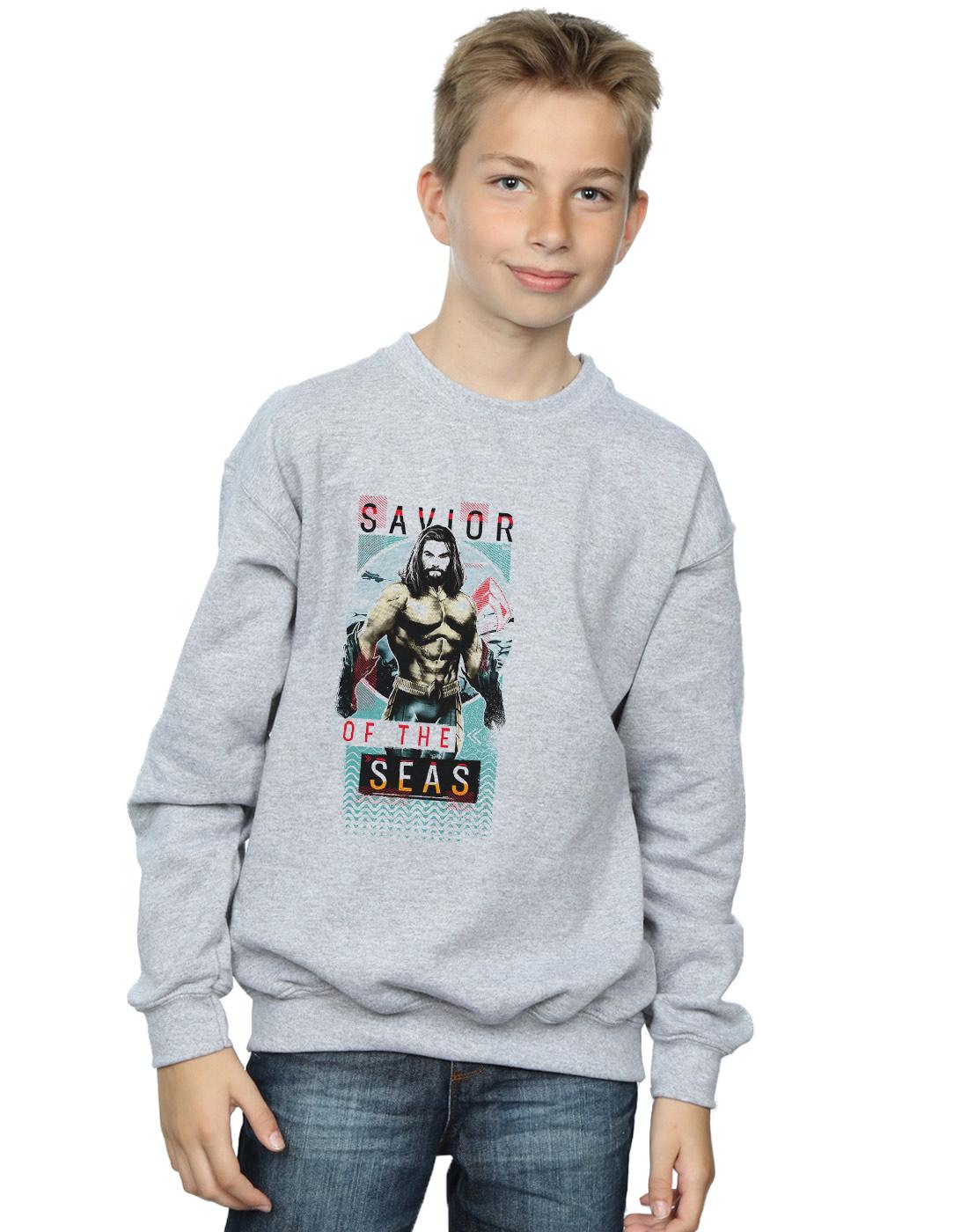 Sports Grey - Back - DC Comics Boys Aquaman Saviour Of The Seas Sweatshirt