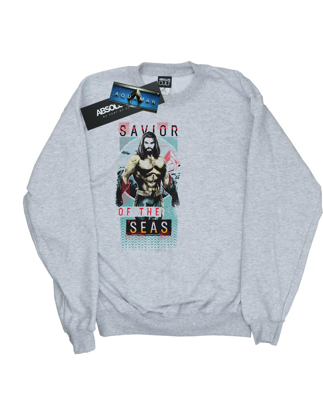 Sports Grey - Front - DC Comics Boys Aquaman Saviour Of The Seas Sweatshirt