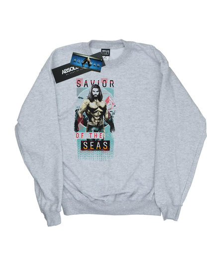 Sports Grey - Front - DC Comics Boys Aquaman Saviour Of The Seas Sweatshirt