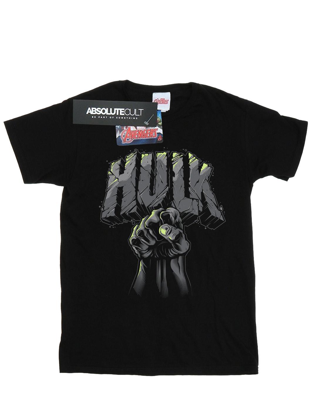 Black - Front - Marvel Mens Hulk Punch Logo T-Shirt
