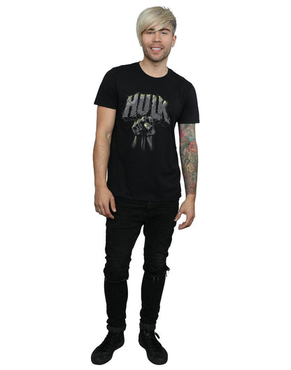 Black - Lifestyle - Marvel Mens Hulk Punch Logo T-Shirt