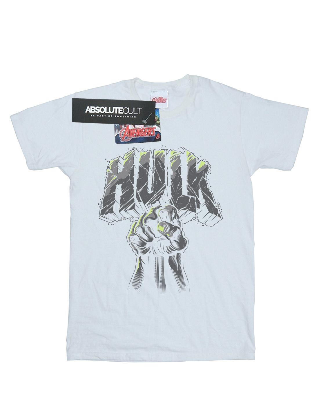 White - Front - Marvel Mens Hulk Punch Logo T-Shirt