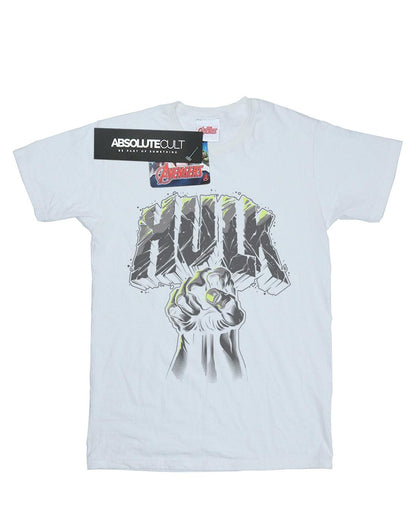 White - Front - Marvel Mens Hulk Punch Logo T-Shirt