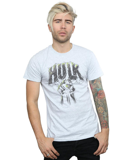 Sports Grey - Back - Marvel Mens Hulk Punch Logo T-Shirt