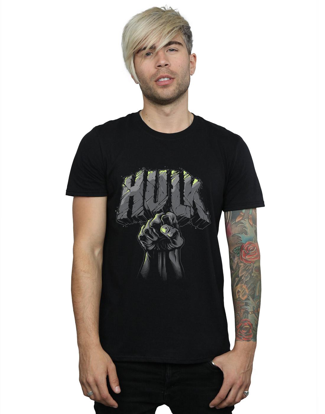 Black - Back - Marvel Mens Hulk Punch Logo T-Shirt