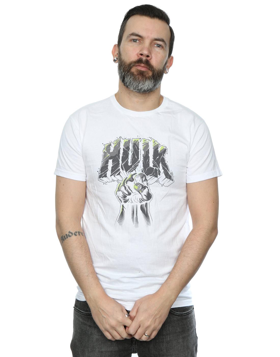 White - Back - Marvel Mens Hulk Punch Logo T-Shirt