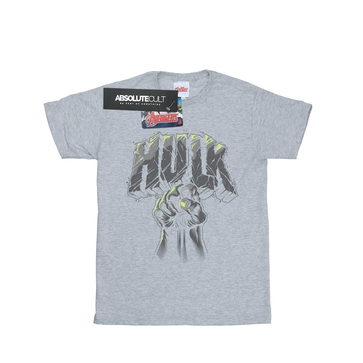Sports Grey - Front - Marvel Mens Hulk Punch Logo T-Shirt