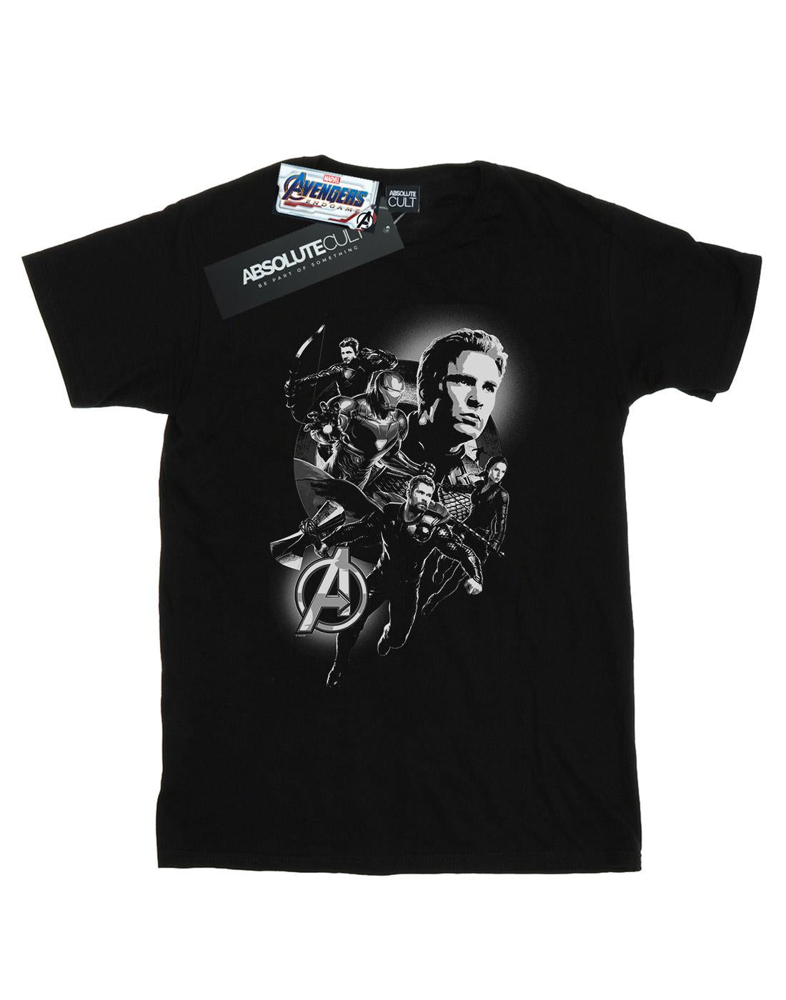Black - Front - Marvel Womens-Ladies Avengers Endgame Mono Heroes Cotton Boyfriend T-Shirt