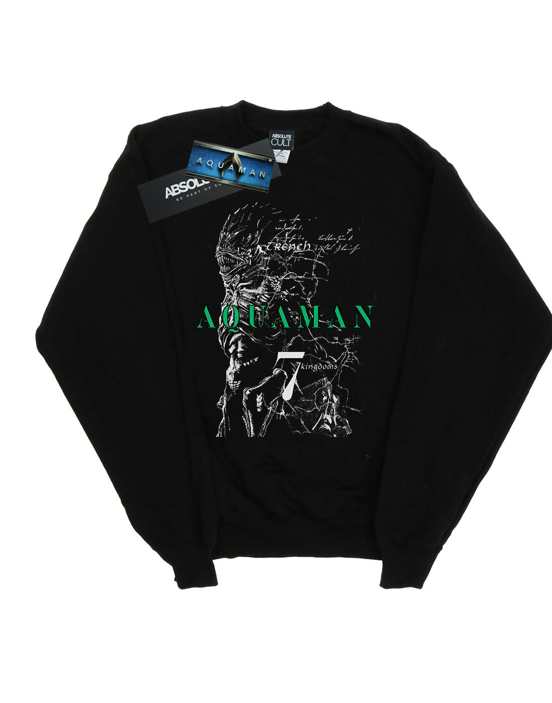 Black - Front - DC Comics Boys Aquaman The Trench Sketch Sweatshirt
