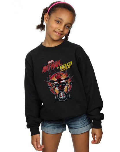Black - Back - Marvel Girls Ant-Man And The Wasp Drummer Ant Sweatshirt