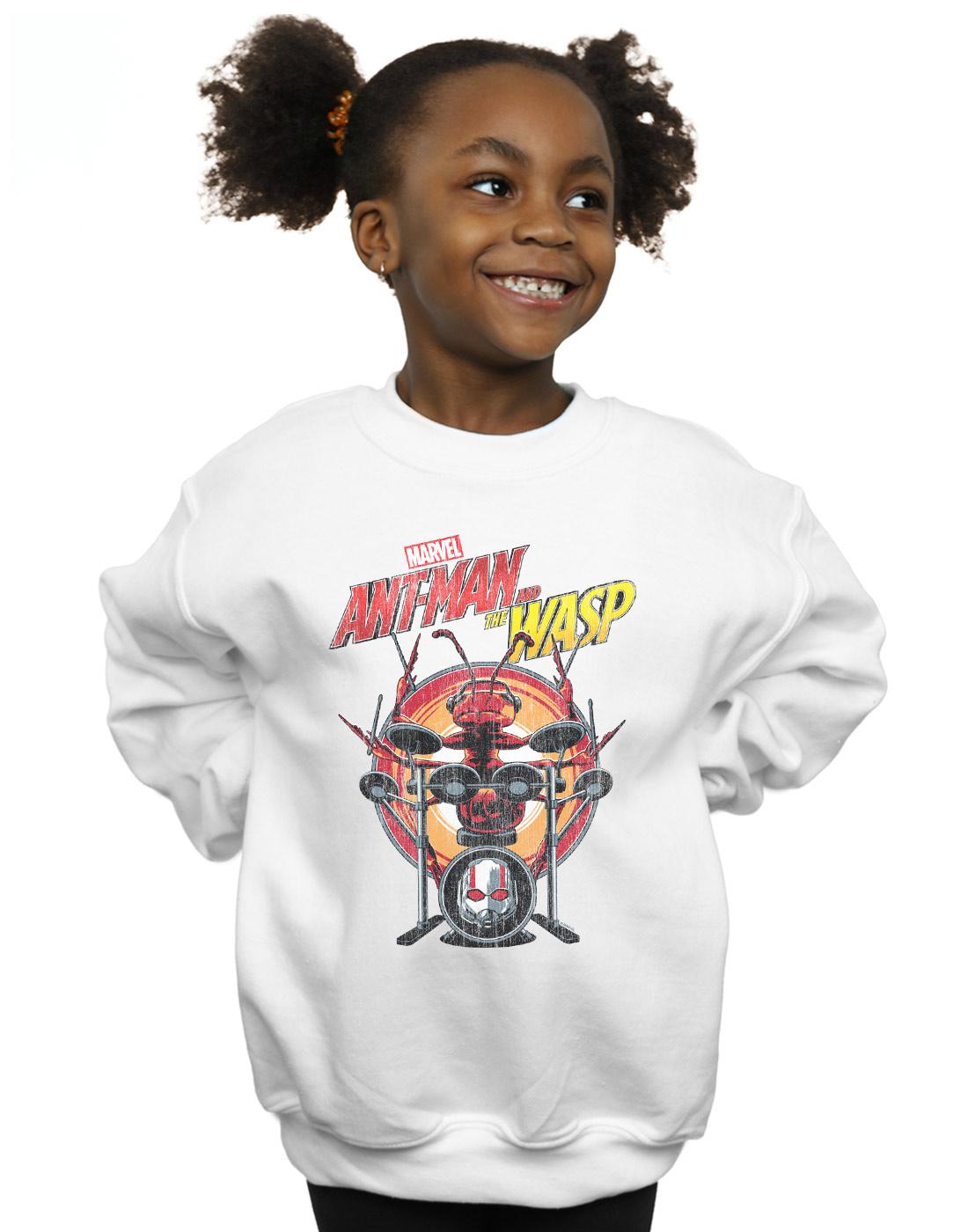 White - Back - Marvel Girls Ant-Man And The Wasp Drummer Ant Sweatshirt