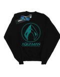 Black - Front - DC Comics Girls Aquaman Aqua Logo Sweatshirt