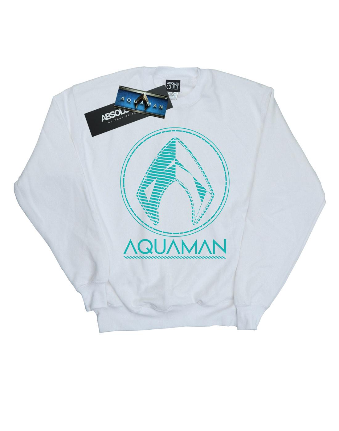 White - Front - DC Comics Girls Aquaman Aqua Logo Sweatshirt