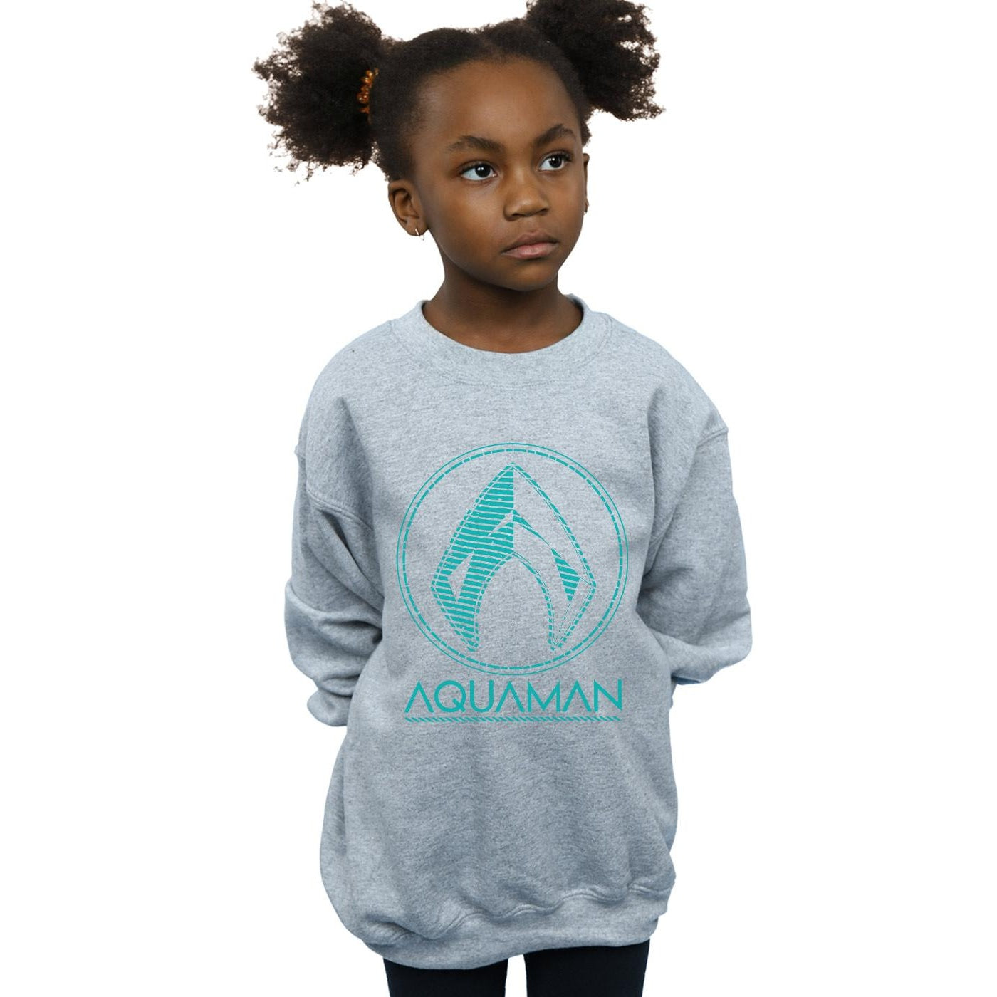 Sports Grey - Back - DC Comics Girls Aquaman Aqua Logo Sweatshirt