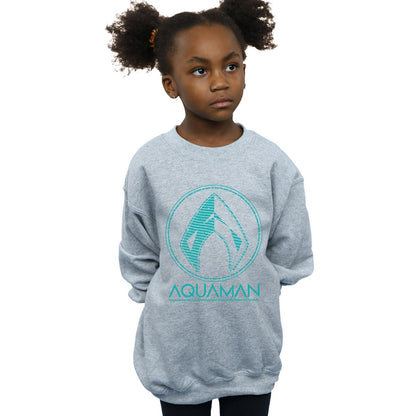 Sports Grey - Back - DC Comics Girls Aquaman Aqua Logo Sweatshirt