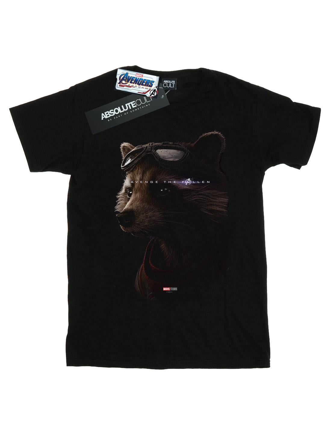 Black - Front - Marvel Womens-Ladies Avengers Endgame Avenge The Fallen Rocket Cotton Boyfriend T-Shirt
