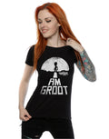 Black - Back - Guardians Of The Galaxy Womens-Ladies I Am Groot Cotton T-Shirt