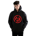 Black - Back - Avengers Assemble Mens Solid Cotton Logo Hoodie