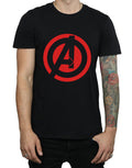 Black - Side - Avengers Assemble Mens Solid Logo Cotton T-Shirt