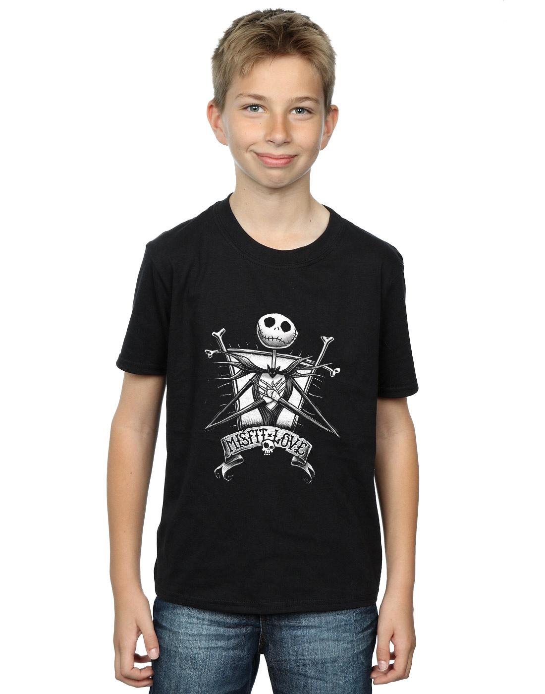 Black - Back - Nightmare Before Christmas Boys Misfit Love Jack Skellington Cotton T-Shirt