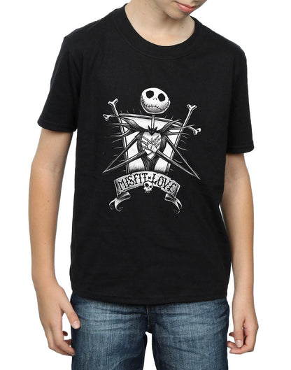 Black - Side - Nightmare Before Christmas Boys Misfit Love Jack Skellington Cotton T-Shirt