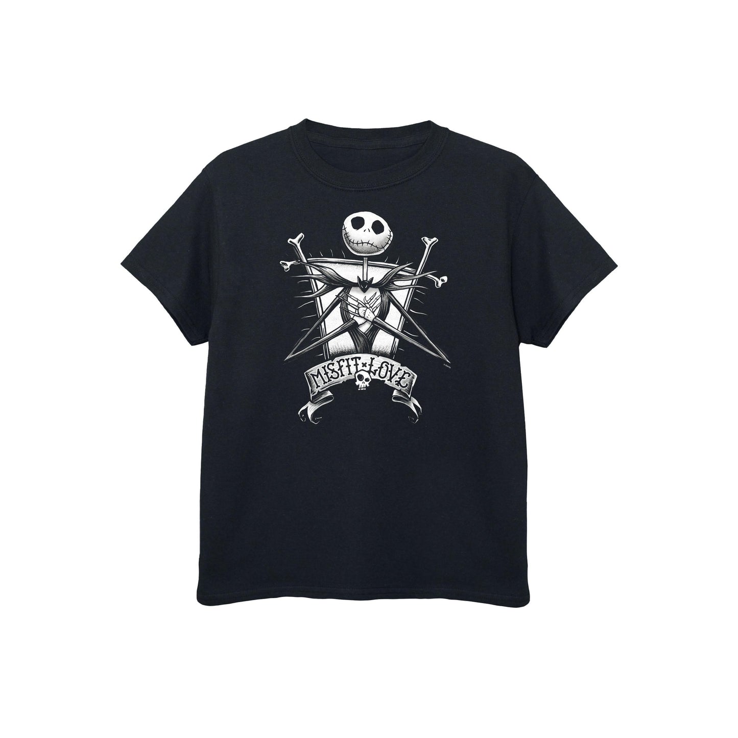 Black - Front - Nightmare Before Christmas Boys Misfit Love Jack Skellington Cotton T-Shirt