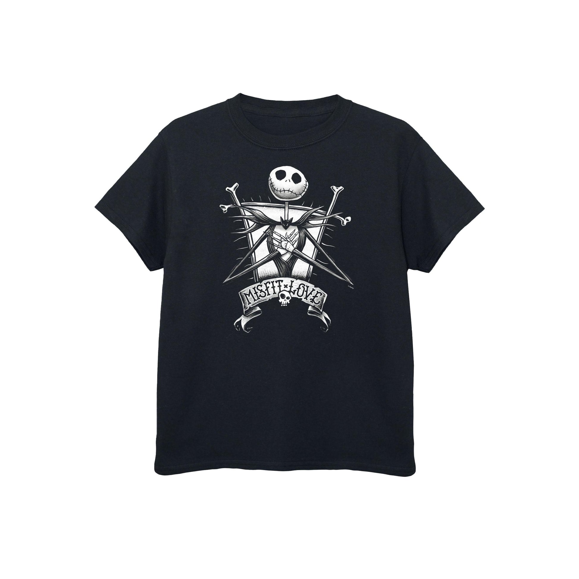 Black - Front - Nightmare Before Christmas Boys Misfit Love Jack Skellington Cotton T-Shirt