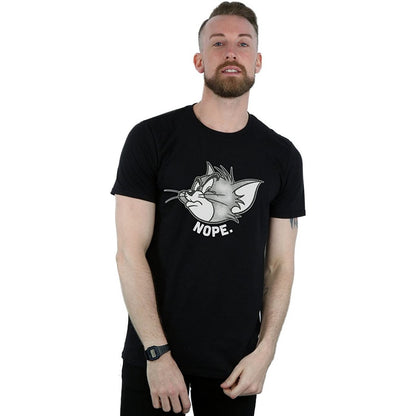 Black - Back - Tom and Jerry Mens Nope Face Cotton T-Shirt