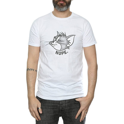 White - Front - Tom and Jerry Mens Nope Face Cotton T-Shirt
