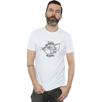White - Back - Tom and Jerry Mens Nope Face Cotton T-Shirt