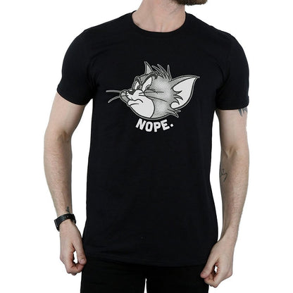 Black - Front - Tom and Jerry Mens Nope Face Cotton T-Shirt