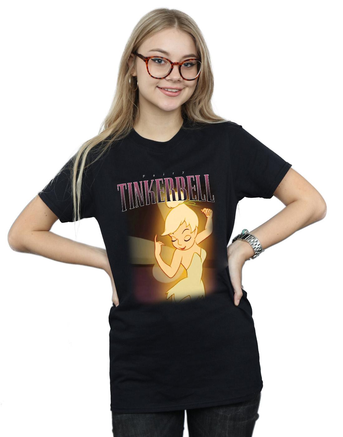 Black - Back - Tinkerbell Womens-Ladies Montage Cotton Boyfriend T-Shirt