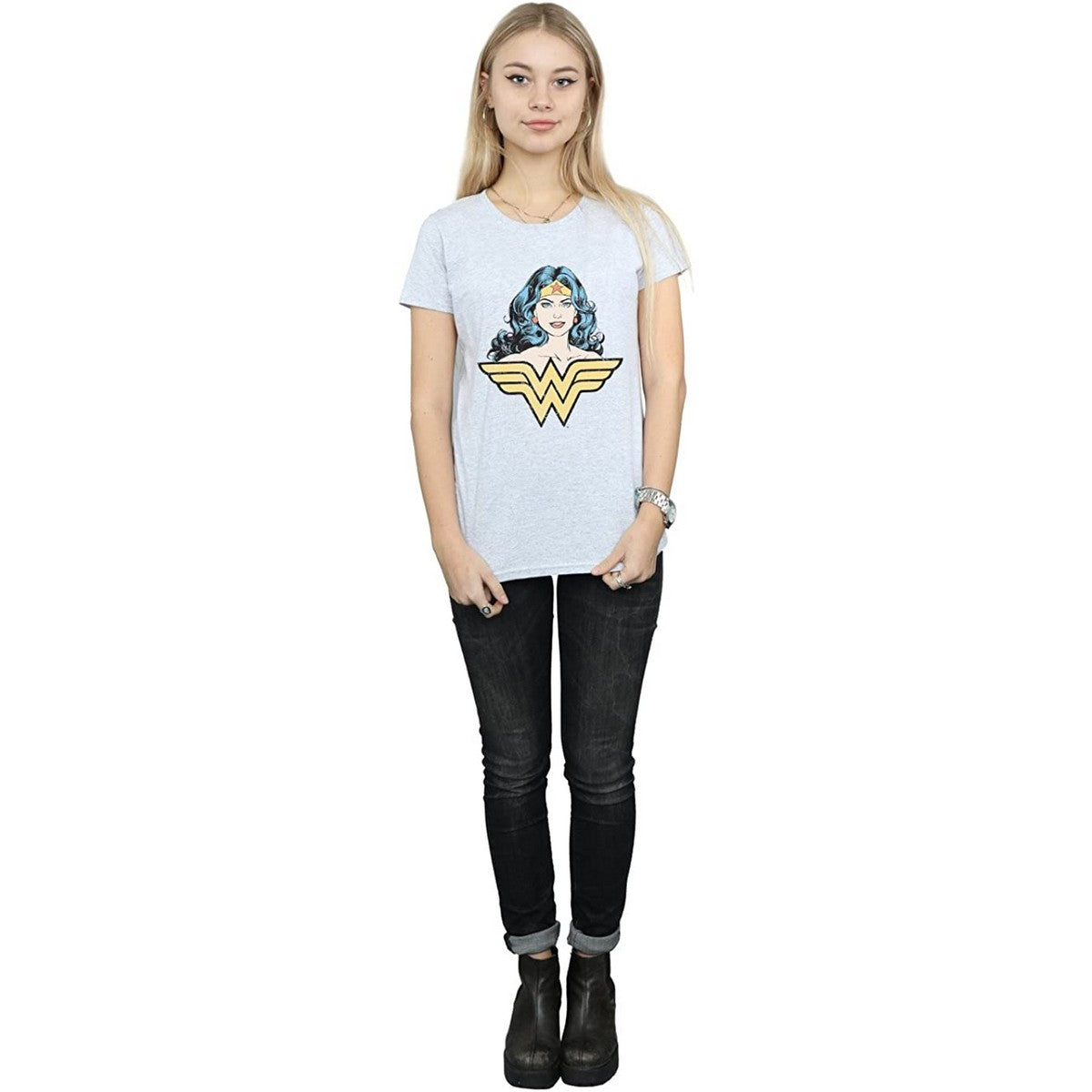 Sports Grey - Side - Wonder Woman Womens-Ladies Gaze T-Shirt