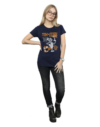 Navy Blue - Lifestyle - Tom and Jerry Womens-Ladies Spinning Basketball Cotton T-Shirt