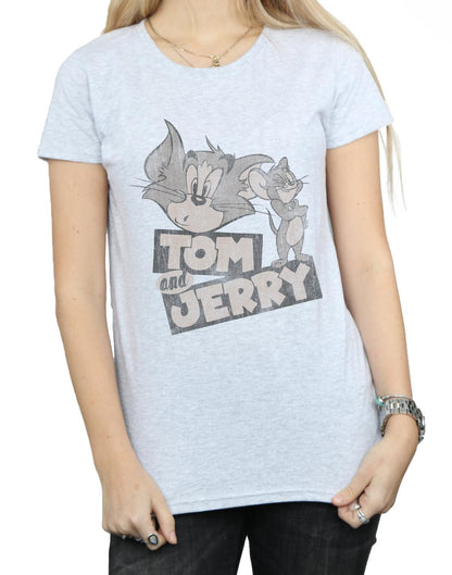 Sports Grey - Side - Tom and Jerry Womens-Ladies Wink Cotton T-Shirt