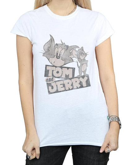 White - Pack Shot - Tom and Jerry Womens-Ladies Wink Cotton T-Shirt