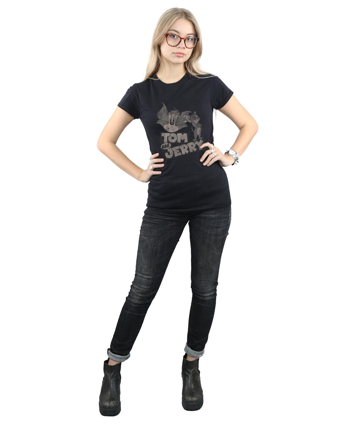 Black - Close up - Tom and Jerry Womens-Ladies Wink Cotton T-Shirt