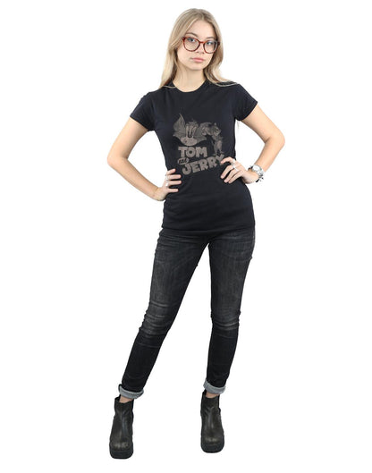Black - Close up - Tom and Jerry Womens-Ladies Wink Cotton T-Shirt
