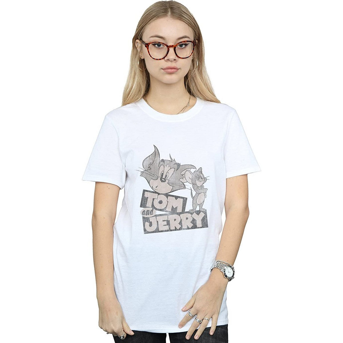 White - Back - Tom and Jerry Womens-Ladies Wink Cotton T-Shirt