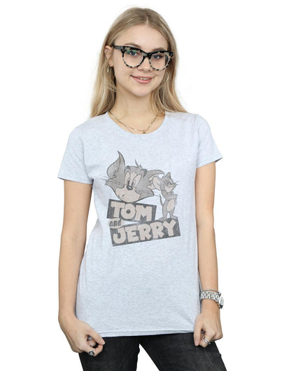 Sports Grey - Back - Tom and Jerry Womens-Ladies Wink Cotton T-Shirt