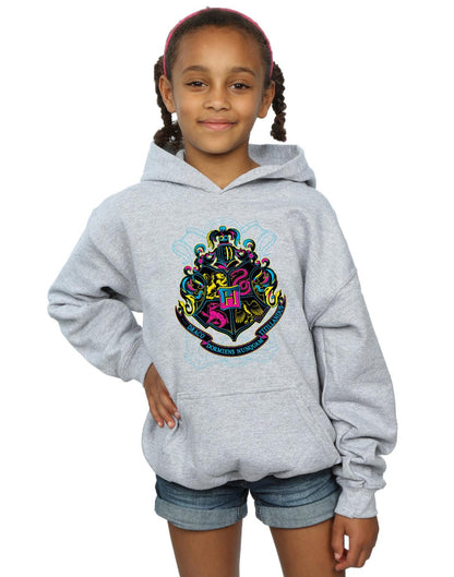 Sports Grey - Back - Harry Potter Girls Hogwarts Crest Cotton Hoodie