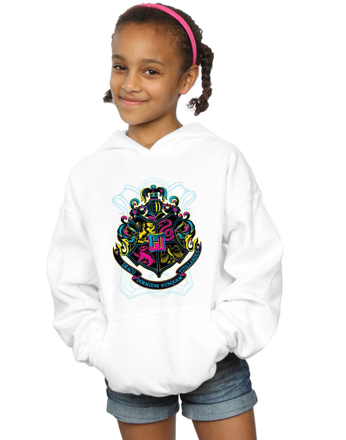 White - Back - Harry Potter Girls Hogwarts Crest Cotton Hoodie
