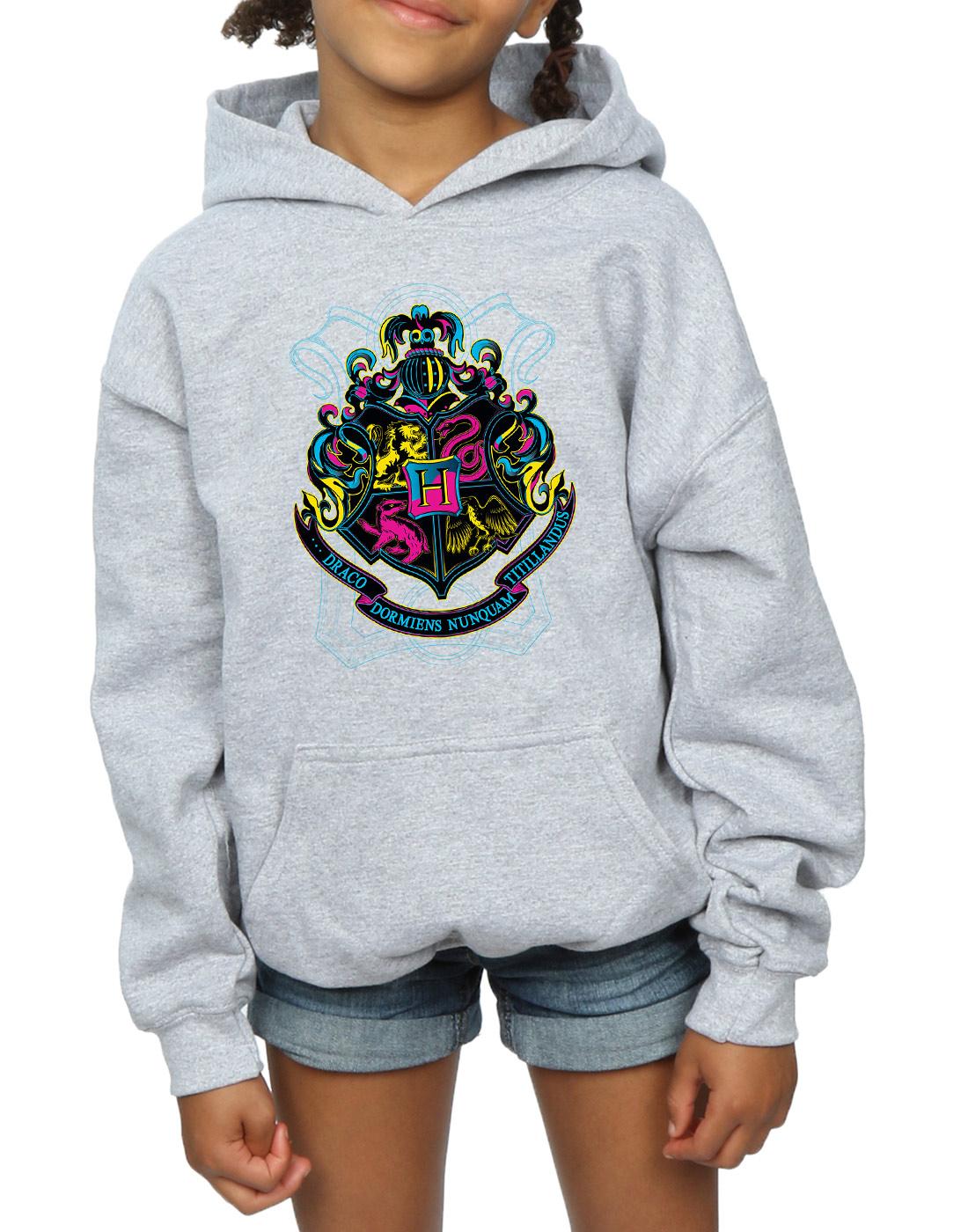 Sports Grey - Side - Harry Potter Girls Hogwarts Crest Cotton Hoodie